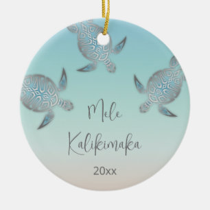 Décoration En Céramique Tortues argentées Mele Kalikimaka Photo de fam