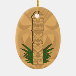 Décoration En Céramique Totem de Dinosaur Tiki