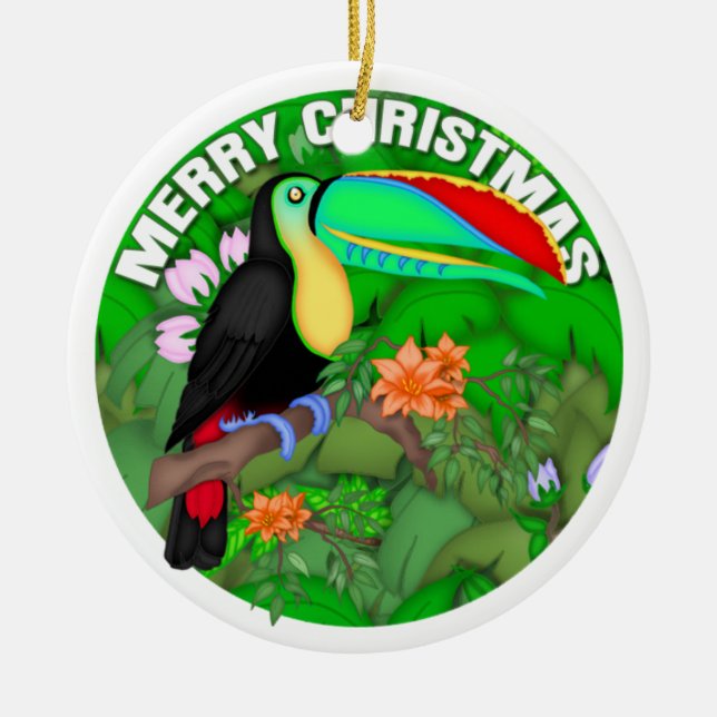 Décoration En Céramique Toucan de Joyeux Noël (Devant)
