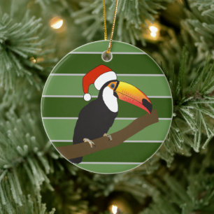 Décoration En Céramique Toucan Santa Hat - Spécial Noël