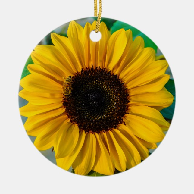 Décoration En Céramique Tournesol avec abeille (Devant)