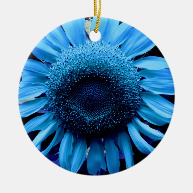 Décoration En Céramique Tournesol bleu (Devant)