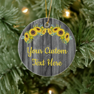 Décoration En Céramique Tournesol en bois rustique personnalisé Cer texte 