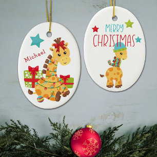 Décoration En Céramique Tout Enveloppé Giraffe Enfants Noël