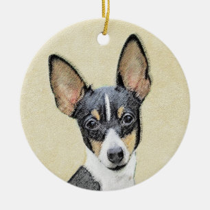 Décoration En Céramique Toy Fox Terrier Peinture - Cute Original Chien Art