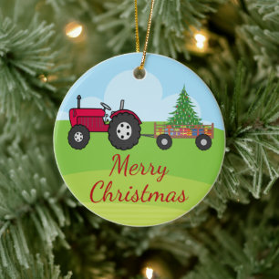 Décoration En Céramique Tracteur agricole Noël