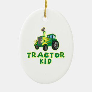 Décoration En Céramique Tracteur Kid, vert