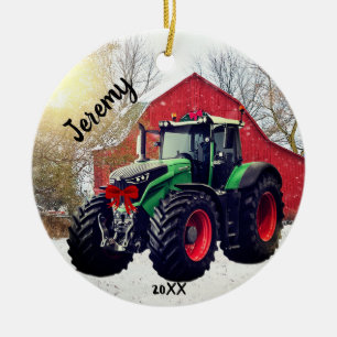 Décoration En Céramique  Tracteur vert moderne "Noël 20XX"