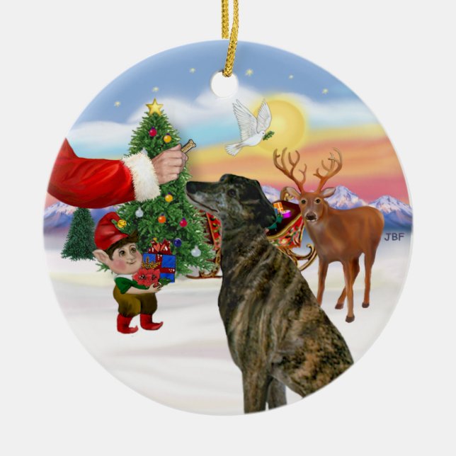 Décoration En Céramique Traiter pour un Greyhound brindle (Devant)