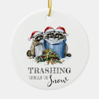 Trashing À Travers Les Raccoons De Neige Noël