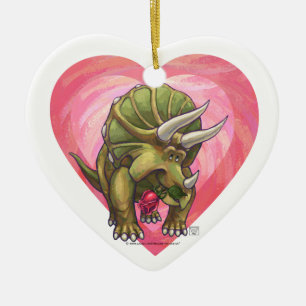 Décoration En Céramique Triceratops amoureux la Saint-Valentin