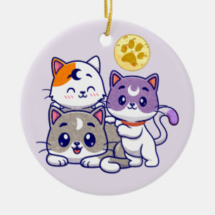 Décoration En Céramique Trio adorable - Trois chats mignons