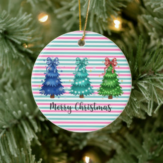 Décoration En Céramique Trio d'arbres de Noël joyeux