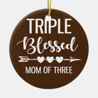 Décoration En Céramique Triple Bienheureuse Maman De Trois Garçons Filles