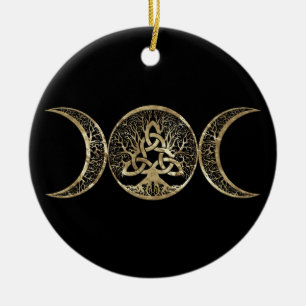 Décoration En Céramique Triple Lune Triquetra