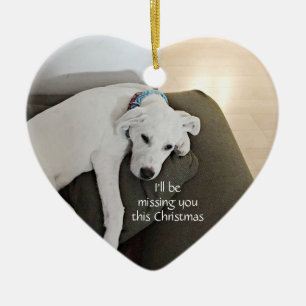 Décoration En Céramique Triste Chien Blanc Mal Manquant Tu Coeur Noël