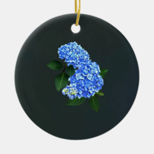 Décoration En Céramique Trois Hydrangea bleu