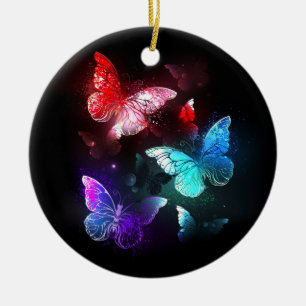 Décoration En Céramique Trois papillons brillants sur l'arrière - plan de 