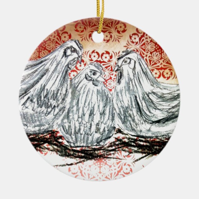 Décoration En Céramique Trois poules françaises (Devant)