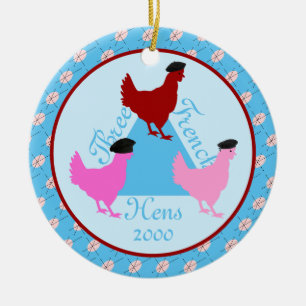 Décoration En Céramique Trois poules françaises - Année personnalisée