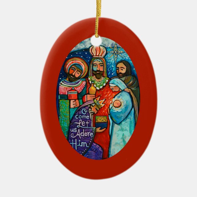 Décoration En Céramique Trois Rois, Adore-Lui Noël (Devant)