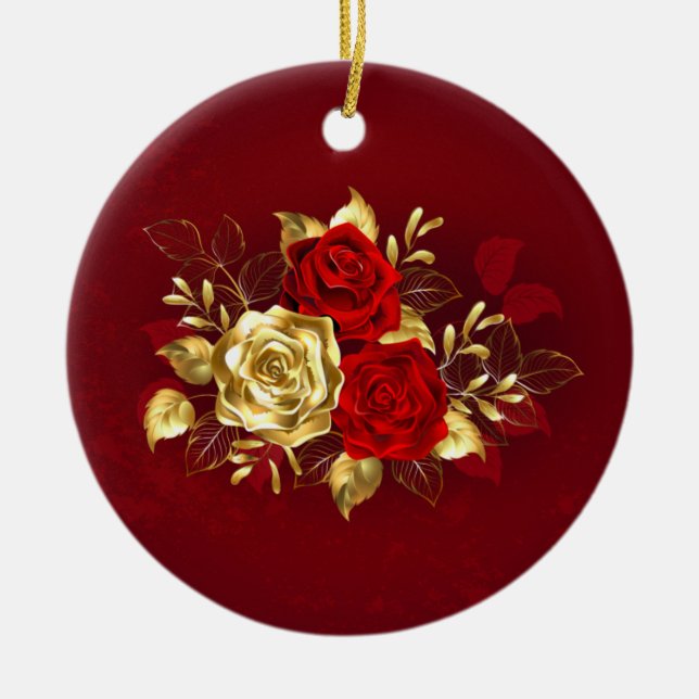 Décoration En Céramique Trois Roses de bijoux (Devant)