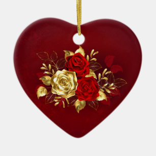 Décoration En Céramique Trois Roses de bijoux