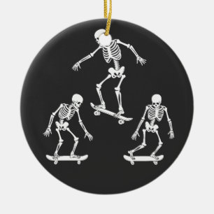 Décoration En Céramique Trois skateboard Éffrayant Skeleton Halloween