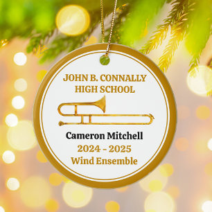 Décoration En Céramique Trombone High School Band Custom Gold Christmas