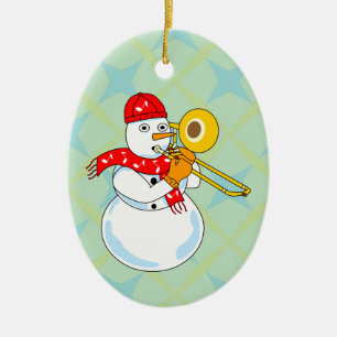 Décoration En Céramique Trombone Snowman