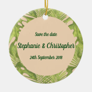 Décoration En Céramique Tropical Green et Blush Mariage