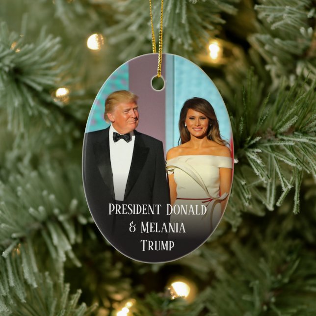 Décoration En Céramique Trump 2020 L'Élégant Donald et Melania de Noël (Arbre)