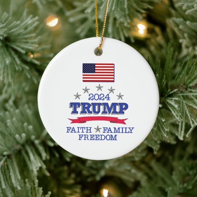 Décoration En Céramique Trump 2024 Foi Liberté familiale (Arbre)