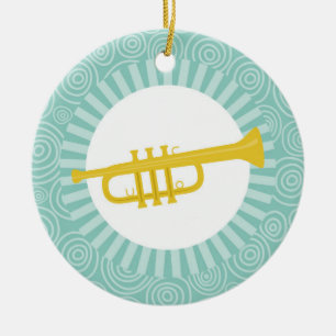 Décoration En Céramique Trumpet Fun Turquoise Swirl Music