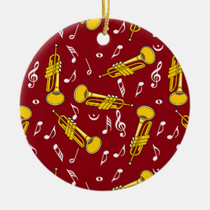 Décoration En Céramique Trumpet Music Notes Motif
