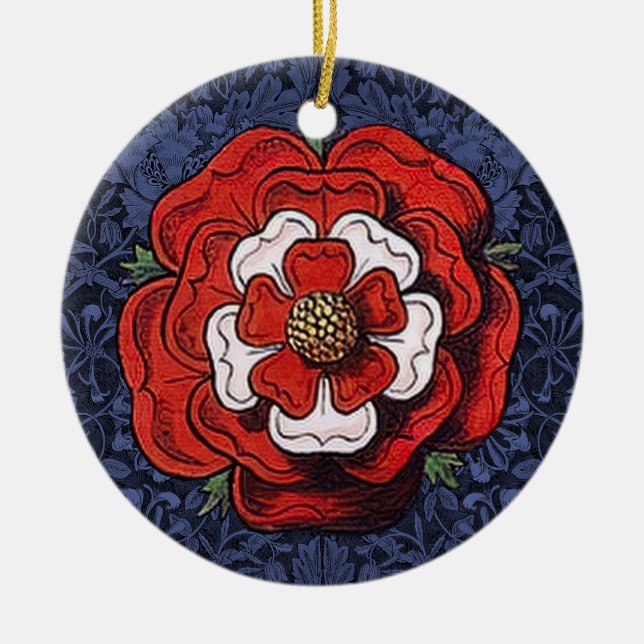 Décoration En Céramique Tudor Rose rouge et blanc (Devant)