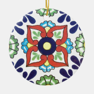 Décoration En Céramique Tuile de Talavera de Mexicain (rouge, vert, jaune,