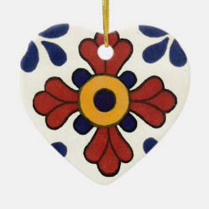 Décoration En Céramique Tuile de Talavera en rouge et bleu