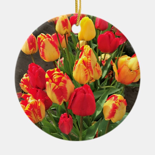 Décoration En Céramique Tulipes jaunes et rouges (Devant)