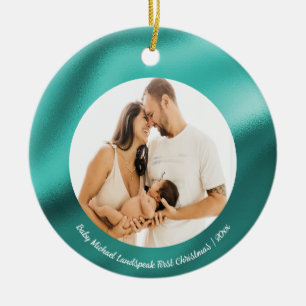 Décoration En Céramique Turquoise Blue Foil, Bébé 1er Noël