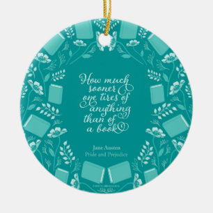Décoration En Céramique Turquoise Floral Pride & Prejudice Bookish Citatio