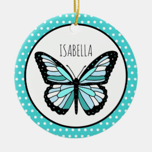 Décoration En Céramique Turquoises Pois papillons Noël personnalisé