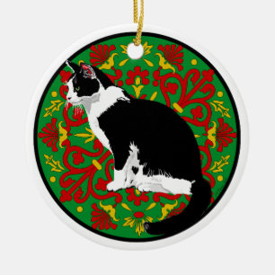 Décoration En Céramique Tuxedo Cat Baroque