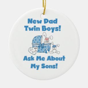 Décoration En Céramique Twin Boys New Papa Cadeaux