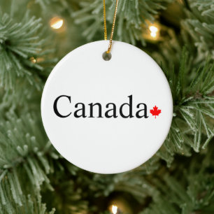 Décoration En Céramique Typographie canadienne avec feuille d'érable rouge
