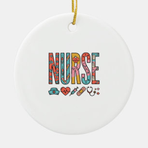 Décoration En Céramique Typographie vintage d'infirmière icône médicale de