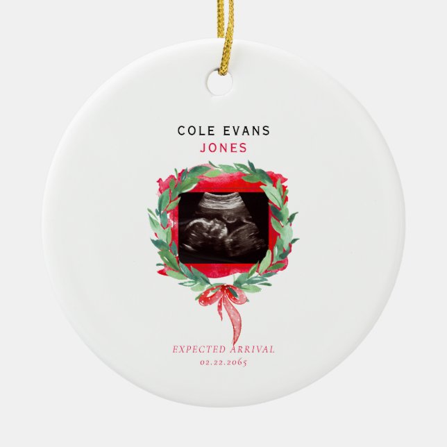 Décoration En Céramique Ultrasound Photo Arrivée prévue Noël (Devant)