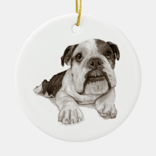 Décoration En Céramique Un chiot Brindle de bouledogue