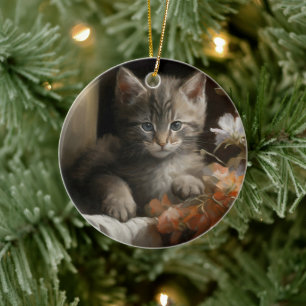 Décoration En Céramique Un Coin Cosy Tabby Kitten