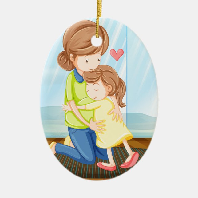Décoration En Céramique Un enfant étreignant sa mère (Devant)